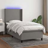  Box spring postelja z vzmetnico LED temno siva 90x200 cm blago, (20789401) Cene