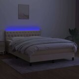  Box spring postelja z vzmetnico LED krem 140x200 cm blago, (20892810) | Shoptok.si