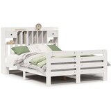 vidaXL Knjižna postelja brez vzmetnice bela 150x200 cm trdna borovina | Shoptok.si