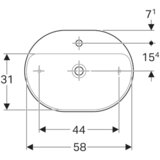 Geberit LAVABO NADGRADNI NA RAVNU PLOČU ELIPSA 600X450 NEMA PRELIV SLAVINA NA LAVABOU 500.778.01.2