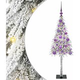 vidaXL Božićno drvce s 150 LED svjetlima Bijelo 120 cm PE i čelik - 120 cm s LED-icama i ljubičastim kuglicama Cijene
