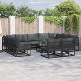 vidaXL Vrtna sedežna garnitura 12 pcs Črna 70 x 70 x 32 cm Aluminij | Shoptok.si