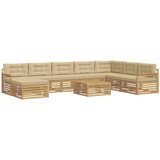  Set vanjskih sofa 9 pcs Bijela i bež Čvrsto drvo akacije | shoptok.hr