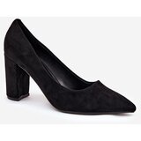 Boto Eco Suede Heels On A Heel Black Ellinoria | Shoptok.si
