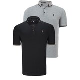 Dewberry DOUBLE SET T8586 MEN'S T-SHIRT-BLACK-GREY Cene