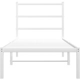 Metalni okvir za krevet s uzglavljem bijeli 75x190 cm | shoptok.hr
