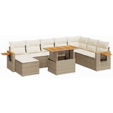 Maison Chic Seti vrtnega pohištva - Vrtna garnitura - Vrtni pohištvo set z blazinami 9-delna bež ratan/akacija, (21795809) | Shoptok.si
