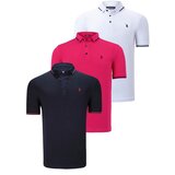 Dewberry TRIPLE SET T8586 MEN'S T-SHIRT-NAVY-WHITE-FUCHSIA | Shoptok.si