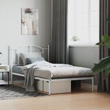 Maison Chic Kovinski Posteljni okvir - Dvoposteljna postelja - Zakonska postelja z vzglavjem bel 100x190 cm, (21692976) | Shoptok.si
