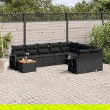 vidaXL 10-dijelni set vrtnih sofa s jastucima crni od poliratana | shoptok.hr