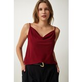 Happiness İstanbul Women's Claret Red Strappy Collar Sandy Knitted Blouse Cene