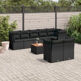 vidaXL 9-dijelni set vrtnih sofa s jastucima crni od poliratana | shoptok.hr