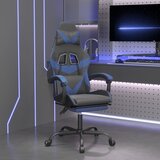 vidaXL Vrtljiv igralni stol z oporo za noge črno in modro umetno usnje Cene