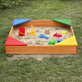  Dječji drveni pješčanik GINGER HOME s 4 sjedala – 90x90 cm, za dvorište i vrt | shoptok.hr