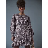 FASARDI Casual Dress with Ruffles with Leopard Pattern SF985