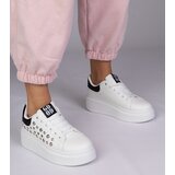  White sneakers with black detail and studs Urlana | Shoptok.si