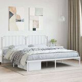 Metalni Kovinski posteljni okvir z vzglavjem bel 200x200 cm | Shoptok.si