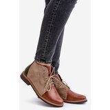 Nobo Leather Ankle Boots On A Flat Heel Brown Zazoo 4078 | ePonuda.com