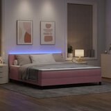  LED Box Spring Krevet Ružičasta 180 x 200 cm Baršun | shoptok.hr