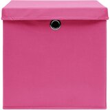 vidaXL Škatle za shranjevanje s pokrovi 4 kosi roza 32x32x32 cm blago | Shoptok.si