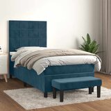 Box spring krevet s madracem tamnoplavi 100x200 cm baršunasti | shoptok.hr