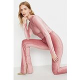 Trendyol Pink Velvet Knitted Bottom-Top Set Cene