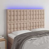  LED posteljno vzglavje kapučino 144x5x118/128 cm umetno usnje, (20954524) Cene