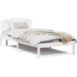 vidaXL Krevetna konstrukcija s uzglavljem Bijela 75x190 cm Čvrsta borovina | shoptok.hr