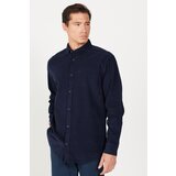 ALTINYILDIZ CLASSICS Men's Navy Blue Comfort Fit Comfy Cut Hidden Button Collar 100% Cotton Shirt cene