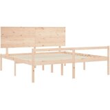 vidaXL Posteljni okvir z vzglavjem 200x200 cm trden les | Shoptok.si