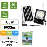  Aigostar-LED Solarni reflektor LED/100W/3,2V 2000mAh 3000K/4000K/6500K IP66 + daljinski upravljač | Eponuda.com