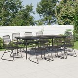 vidaXL 9-dijelni vrtni blagovaonski set od PVC ratana crni Cijene