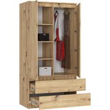 AKORD Garderobna Omara, 2 Vrata In 2 Predala, Hrast Artisan, (5000331637) | Shoptok.si