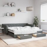 vidaXL Izvlečna dnevna postelja s predali temno siva 100x200 cm blago Cene