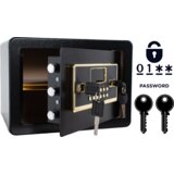 NIKCORP Oklepljen domači sef z elektronsko ključavnico in ključem, jeklena konstrukcija, 25x35x25 cm, črn, Double Lock-25, (5000159563) | Shoptok.si