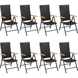  9-dijelni vrtni blagovaonski set crno-smeđi Crna Dužina stola 190 cm | shoptok.hr