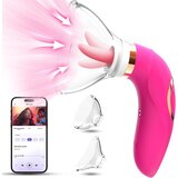 SuperLove Sucking, Licking & Vibrating Clitoral & Nipple Stimulator with App Pink Cene