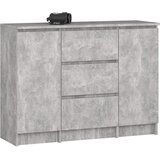 AKORD Komoda, 2 Vrata In 3 Predali, Beton, (5000332399) | Shoptok.si