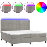 The Living Store Box spring postelja z vzmetnico LED svetlo siva 200x200cm žamet - Box Spring Postelja, (21489379) | Shoptok.si