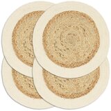 vidaXL Podmetači okrugli 4 kom obični/prirodni 38 cm od jute i pamuka | shoptok.hr