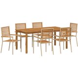 7-dijelni set za jelo u vrtu Bež Poli Ratan Akacija Sklopive vrtne stolice s jastučićima - set od 2 u bež poli ratan | shoptok.hr