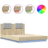  The Living Store Posteljni okvir z vzglavjem in LED sonoma hrast 120x200 cm - Posteljni Okvir, (21450721) | Shoptok.si