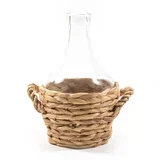Okrasna steklenica v košari h23cm / steklo, les, (21318309)