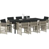  Vrtni set za objed 9 pcs Svijetlo siva poliratan | shoptok.hr