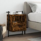 vidaXL Stenska nočna omarica dimljen hrast 40x30x61 cm inženirski les Cene