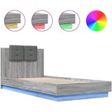 Maison Chic Posteljni okvir - Enojna postelja - Postelja za odrasle z vzglavjem in LED siva sonoma 100x200 cm, (21697146) Cene