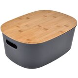 Homéa Antracitno siva plastična kutija za pohranu s poklopcem 38,5x29x22,5 cm – Cijene