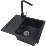 Set sudopera sa slavinom i sifonom U607 mat crna + elegance black slavina