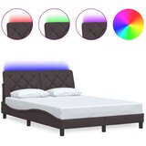  Okvir za krevet s LED rasvjetom bez madraca tamnosmeđi 140x190 cm tkanina | shoptok.hr