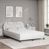 vidaXL Postelja z vzmetnico bela 140x200 cm umetno usnje | Shoptok.si